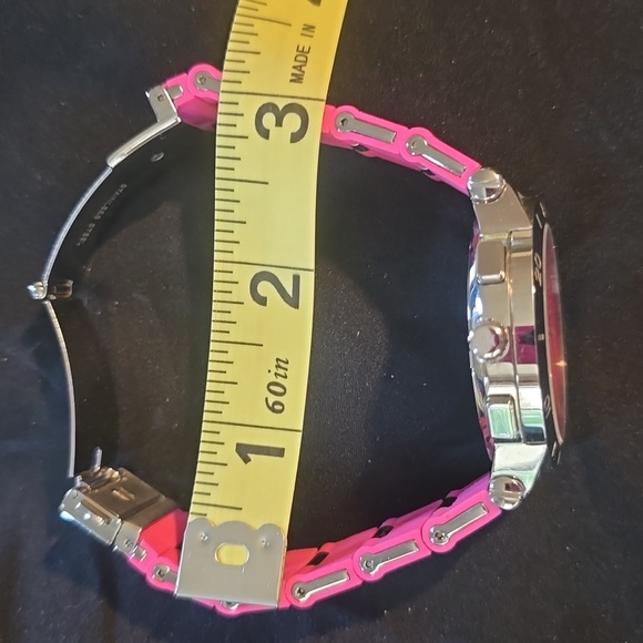 Michael Kors Women Michael Kors Vibrant Pink and Silver Chronograph Watch Silicone/ Metal Small